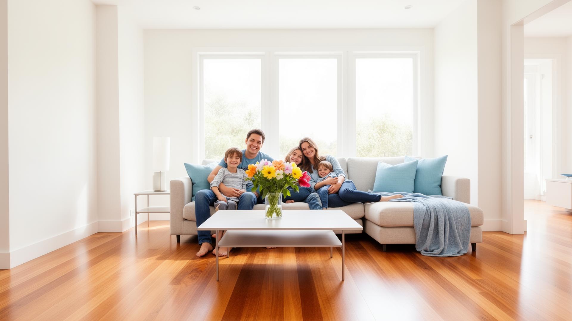 Bright, clean family living room